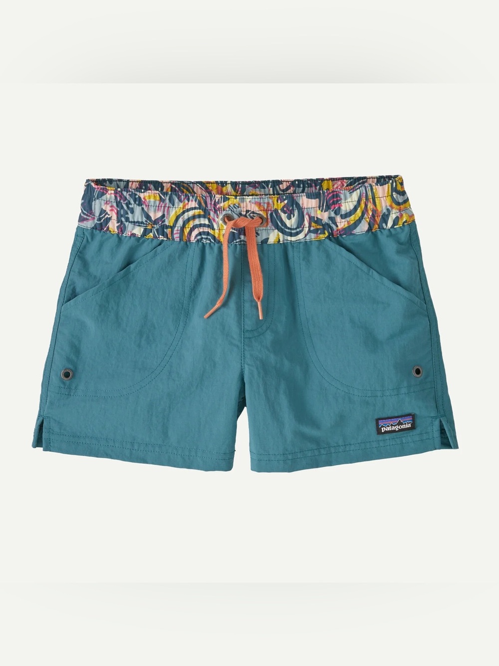Patagonia Teal Outdoor Shorts with Patterned Waistband